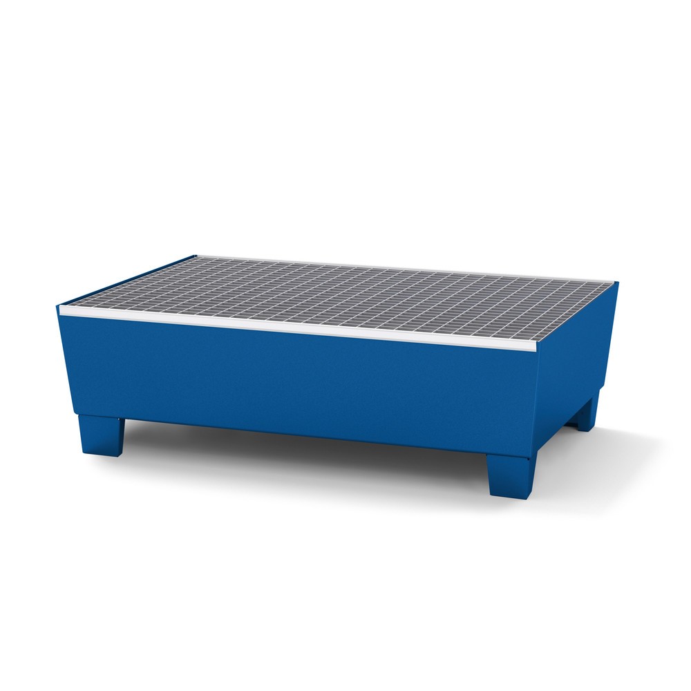 Produktabbildung: asecos® Auffangwanne aus Stahl, mit Fußkonstruktion, 2x 200 l, HxBxT 350 x 815 x 1.240 mm, enzianblau