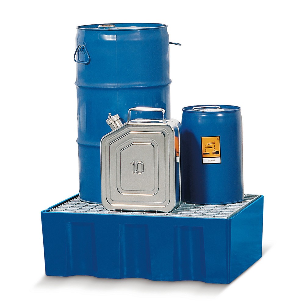 Produktabbildung: asecos® Auffangwanne für 60-Liter-Gebinde, HxBxT 235 x 725 x 525 mm, Gitterrost aus Stahl