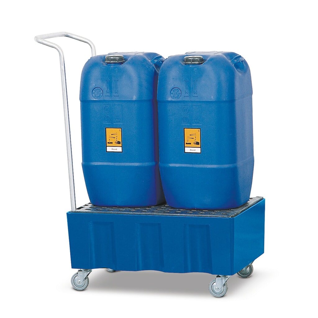 asecos® Auffangwanne für 60-Liter-Gebinde, verfahrbar