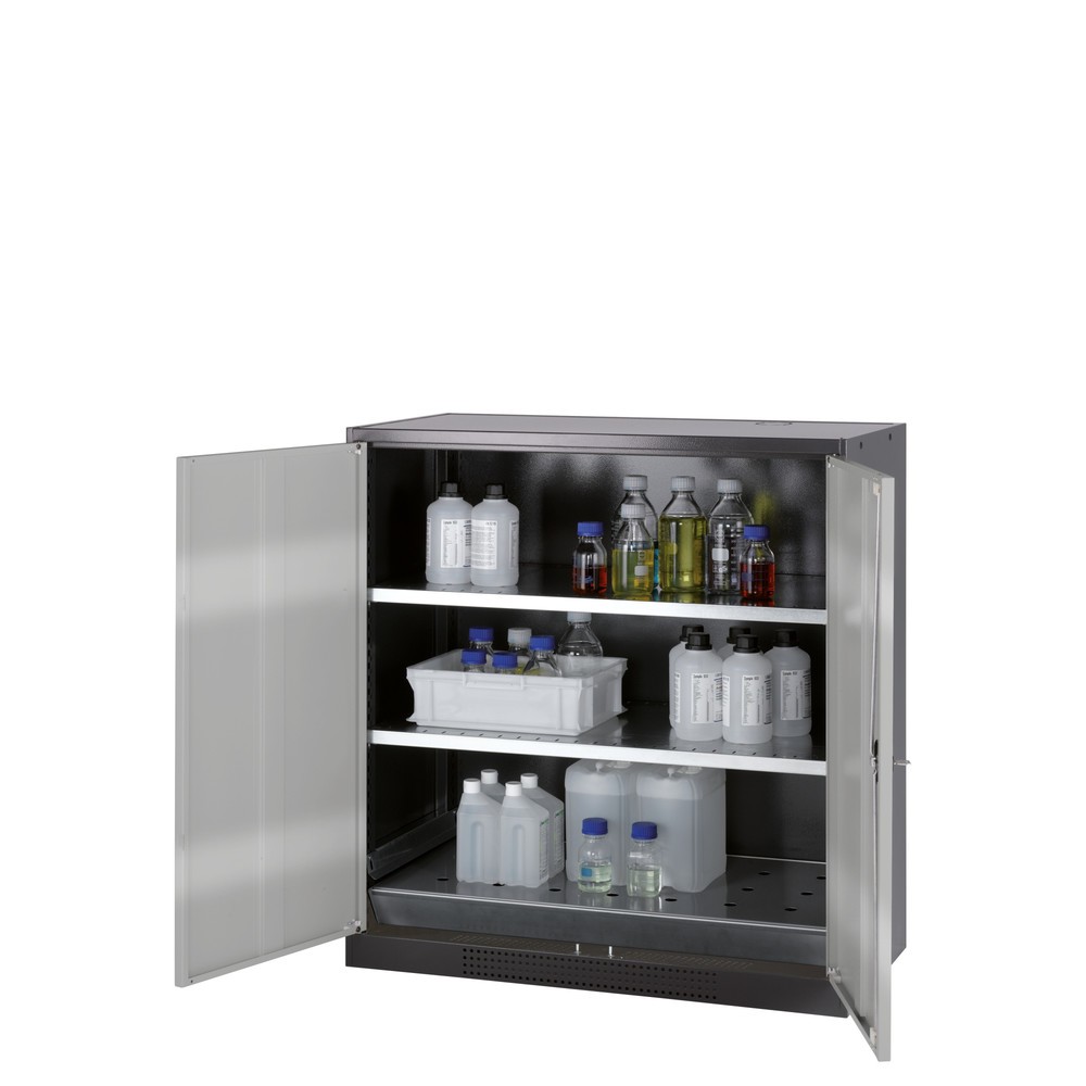 Produktabbildung: asecos® Chemikalien- und Giftschrank mit Fachböden, HxBxT 1.105 x 1.055 x 520 mm, reinweiß