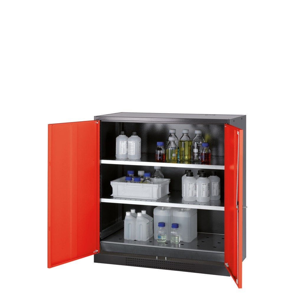 Produktabbildung Nr. 1: asecos® Chemikalien- und Giftschrank mit Fachböden, HxBxT 1.105 x 1.055 x 520 mm, verkehrsrot