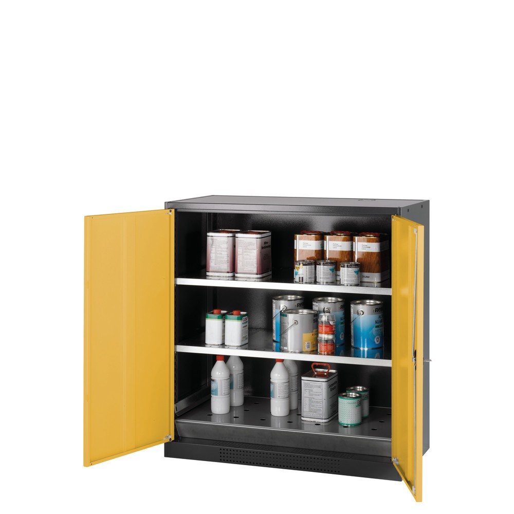 Produktabbildung Nr. 1: asecos® Chemikalien- und Giftschrank mit Fachböden, HxBxT 1.105 x 1.055 x 520 mm, goldgelb