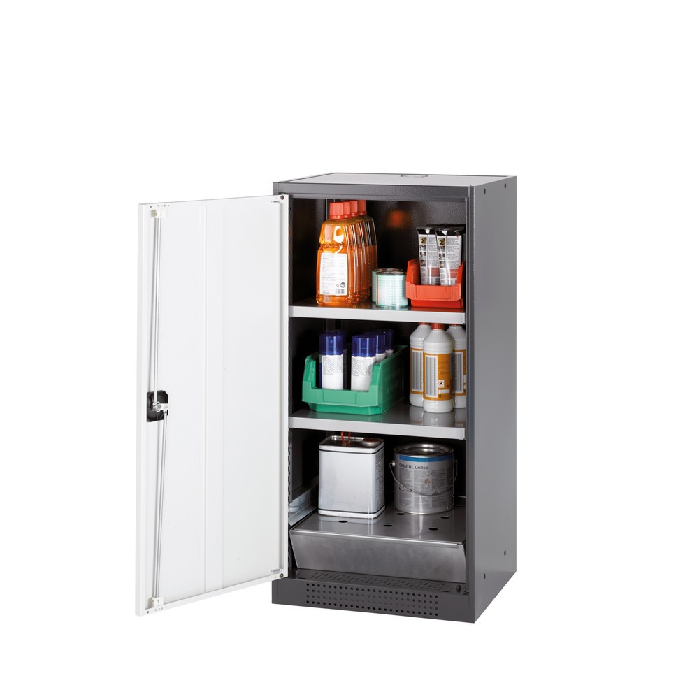 Produktabbildung: asecos® Chemikalien- und Giftschrank mit Fachböden, HxBxT 1.105 x 545 x 520 mm, reinweiß