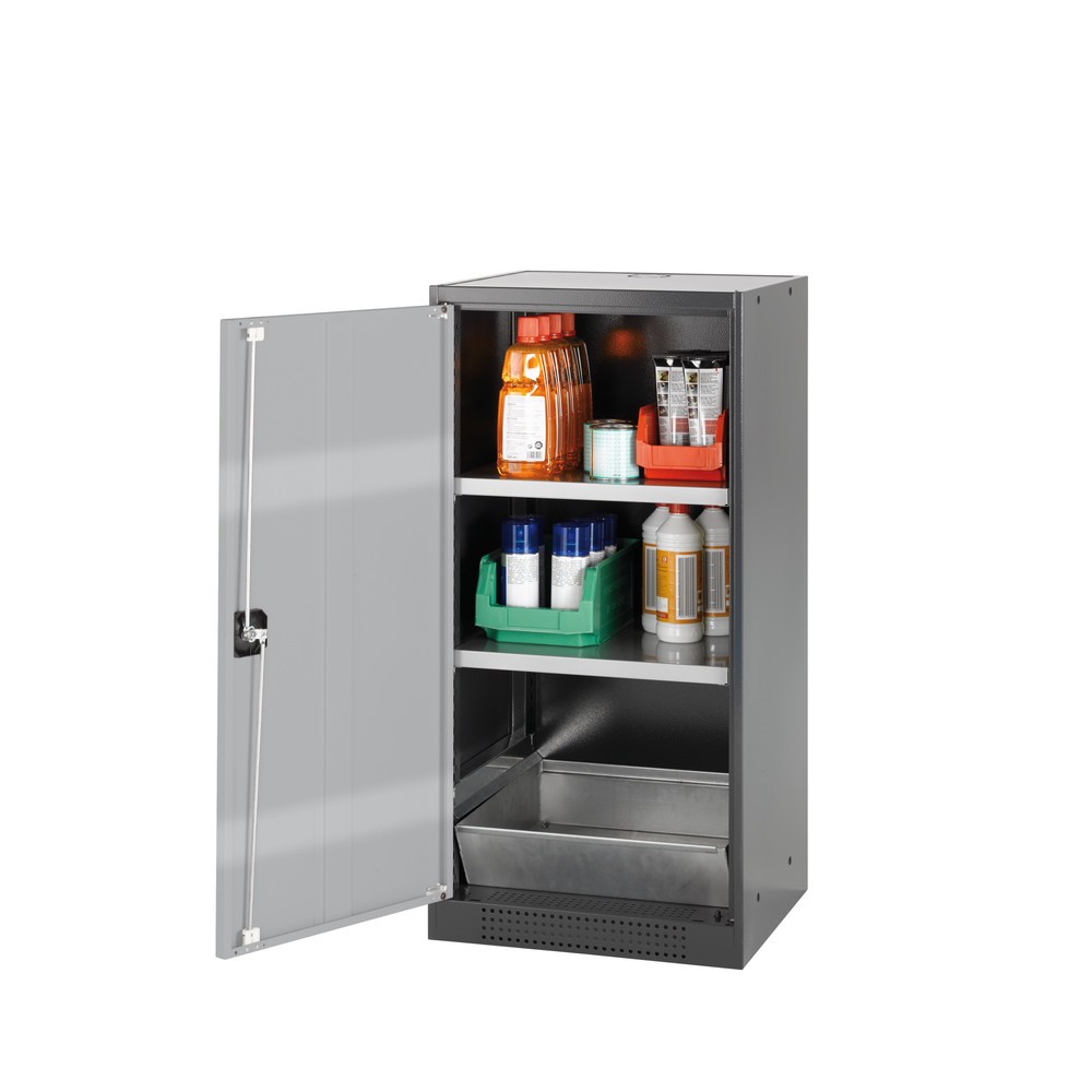 Produktabbildung: asecos® Chemikalien- und Giftschrank mit Fachböden, HxBxT 1.105 x 545 x 520 mm, weißaluminium