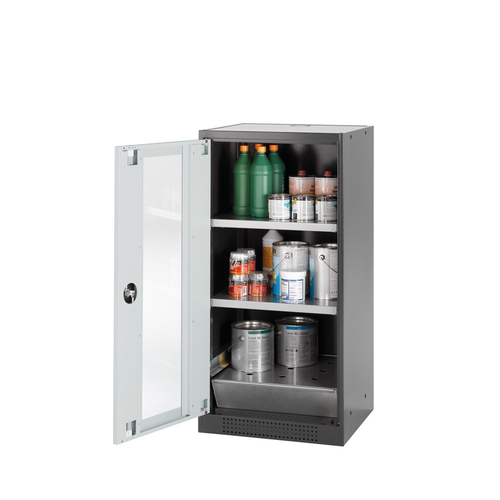 Produktabbildung: asecos® Chemikalien- und Giftschrank mit Fachböden, HxBxT 1.105 x 545 x 520 mm, lichtgrau