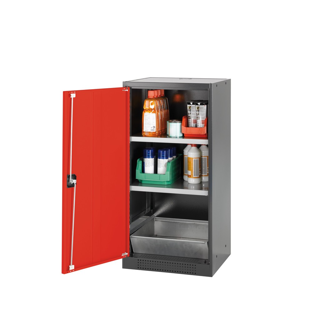 Produktabbildung: asecos® Chemikalien- und Giftschrank mit Fachböden, HxBxT 1.105 x 545 x 520 mm, verkehrsrot
