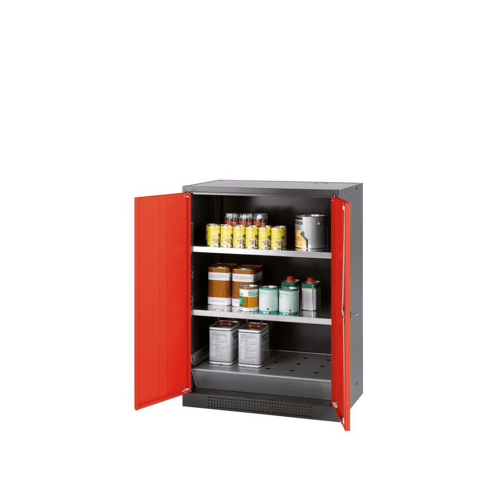 Produktabbildung: asecos® Chemikalien- und Giftschrank mit Fachböden, HxBxT 1.105 x 810 x 520 mm, verkehrsrot