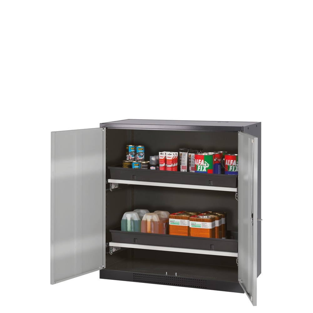 Produktabbildung: asecos® Chemikalien- und Giftschrank mit Tablarauszügen, HxBxT 1.105 x 1.055 x 520 mm, reinweiß