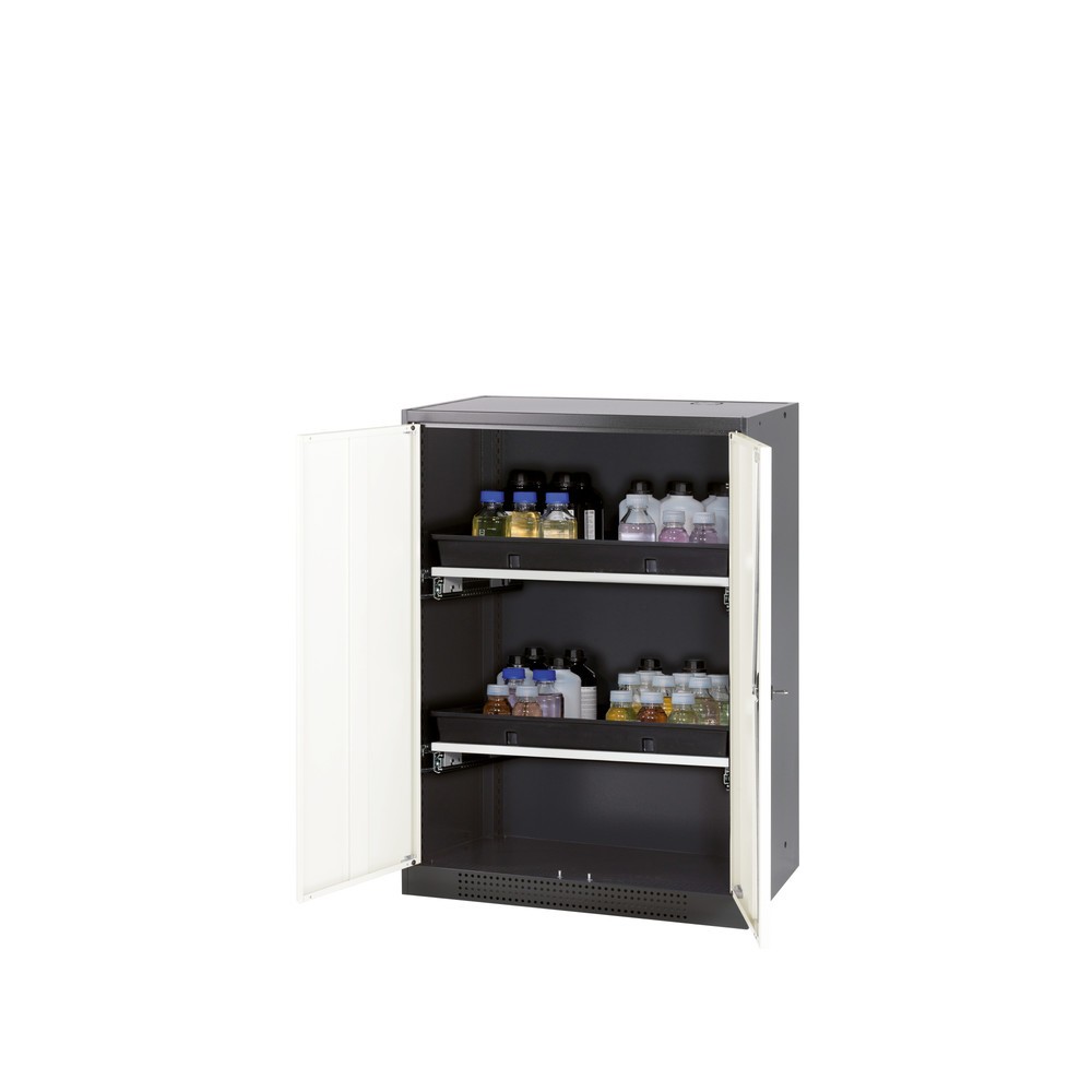Produktabbildung: asecos® Chemikalien- und Giftschrank mit Tablarauszügen, HxBxT 1.105 x 810 x 520 mm, reinweiß