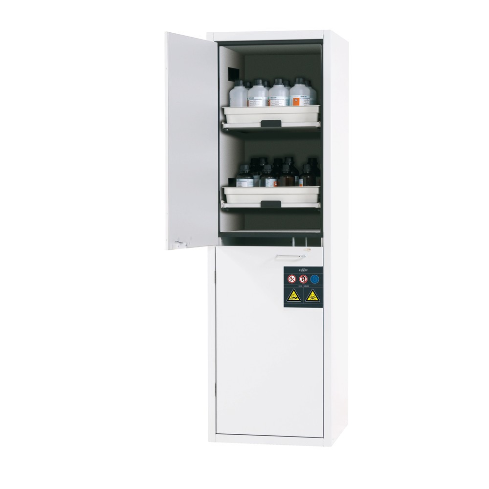 Produktabbildung Nr. 1: asecos® Säuren- u. Laugenschrank CLASSIC, HxBxT 1.965 x 597 x 603 mm, 4x Tablarauszug mit PP-Wanne, laborweiß