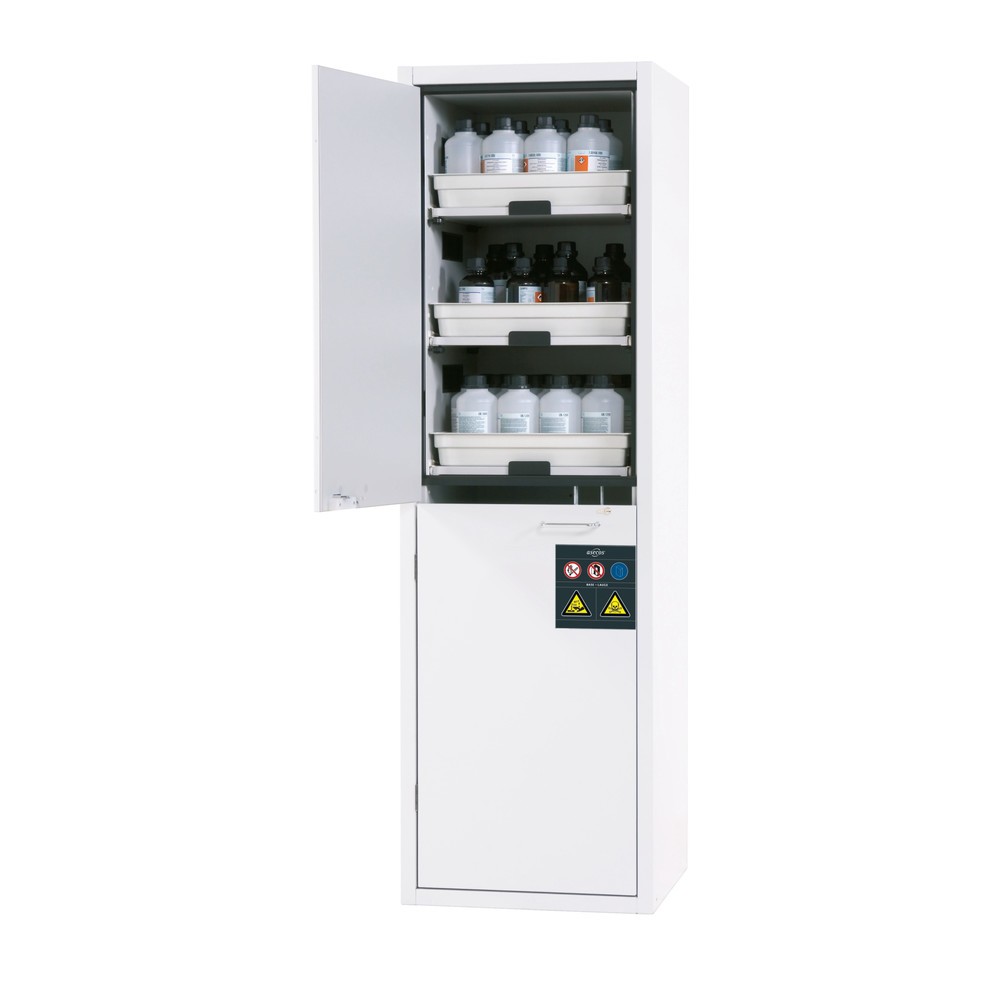 Produktabbildung Nr. 1: asecos® Säuren- u. Laugenschrank CLASSIC, HxBxT 1.965 x 597 x 603 mm, 6x Tablarauszug mit PP-Wanne, laborweiß