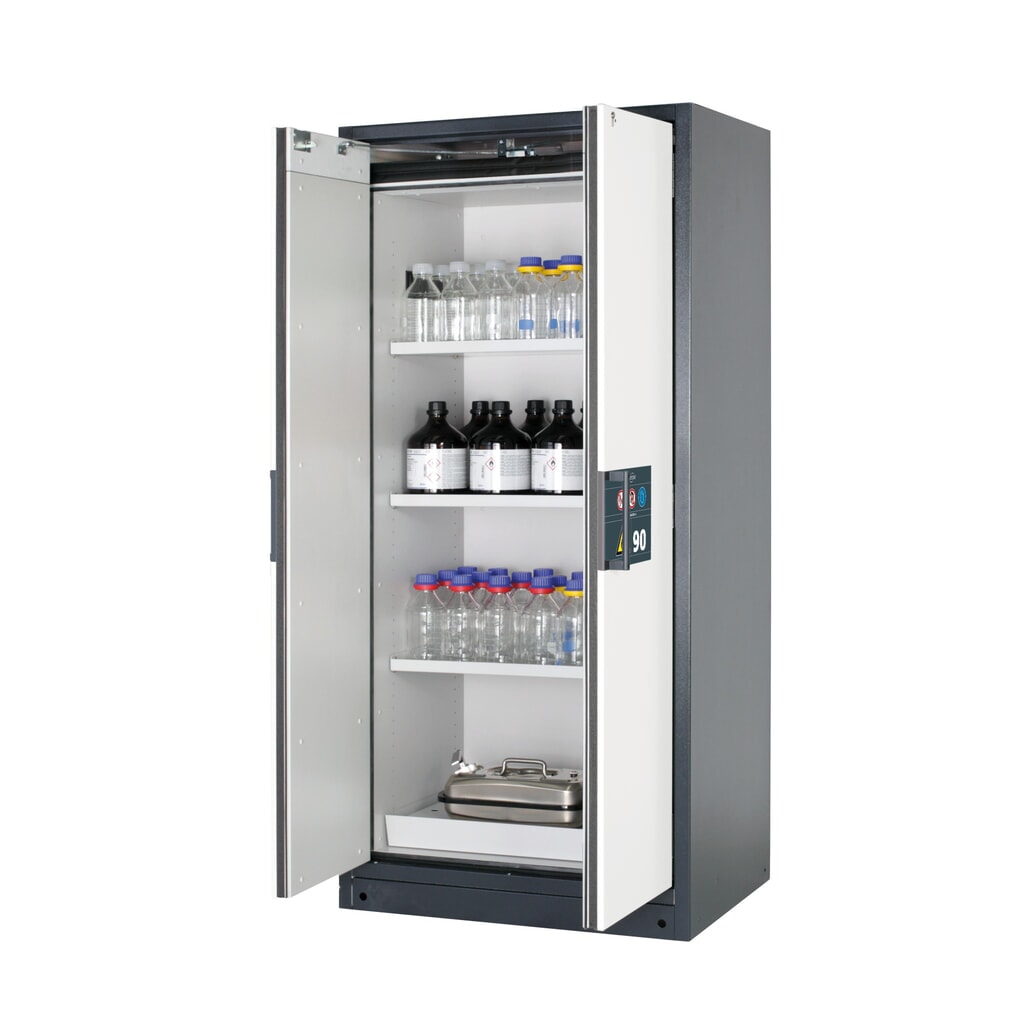 Produktabbildung: asecos® Brandschutzschrank Q-PEGASUS/Typ 90, 3 Fachböden, HxBxT 1.953 x 893 x 615 mm, reinweiß