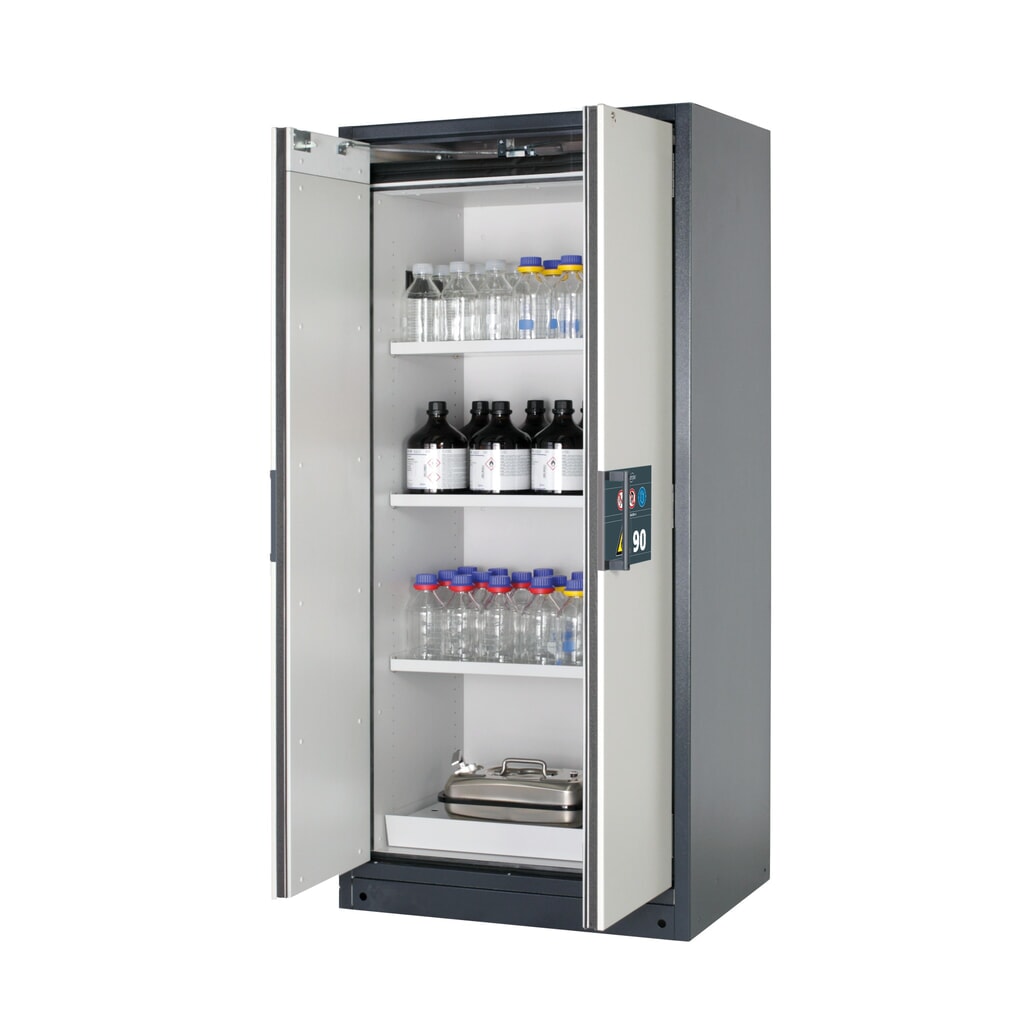 asecos® Brandschutzschrank Q-PEGASUS/Typ 90, 3 Fachböden, HxBxT 1.953 x 893 x 615 mm, lichtgrau Produktabbildung: asecos® Brandschutzschrank Q-PEGASUS/Typ 90, 3 Fachböden, HxBxT 1.953 x 893 x 615 mm, lichtgrau