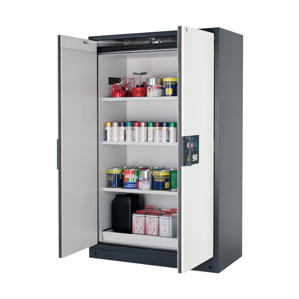 Produktabbildung: asecos® Brandschutzschrank Q-PEGASUS/Typ 90, 3 Fachböden, HxBxT 1.953 x 1.193 x 615 mm, reinweiß