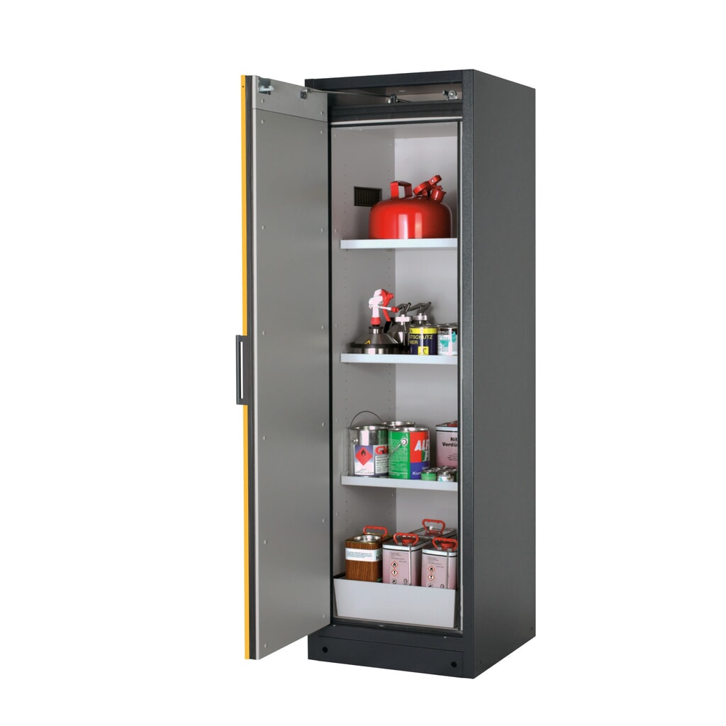 Produktabbildung: asecos® Brandschutzschrank Q-PEGASUS/Typ 90, 3 Fachböden, HxBxT 1.953 x 599 x 615 mm, goldgelb