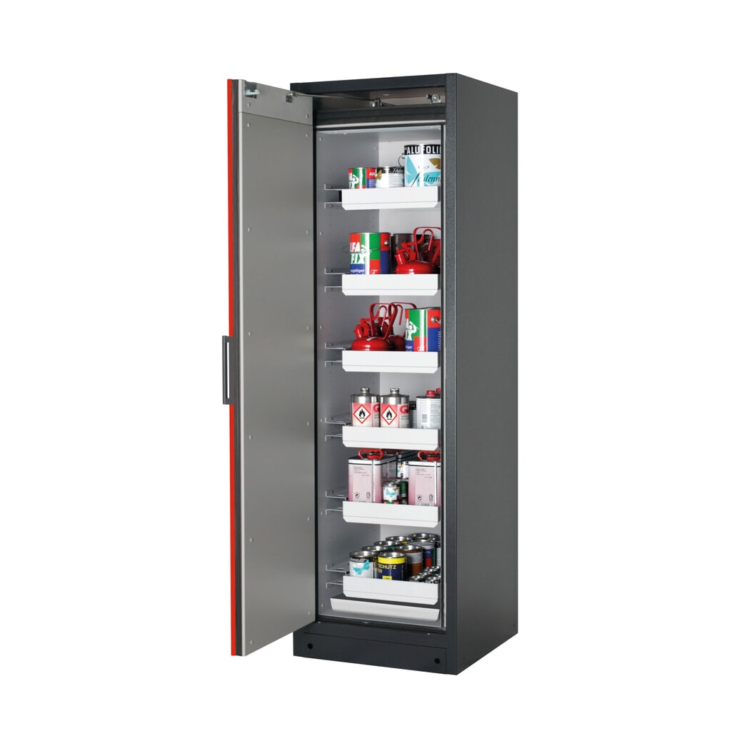 Produktabbildung: asecos® Brandschutzschrank Q-PEGASUS/Typ 90, 6 Auszugswannen, HxBxT 1.953 x 599 x 615 mm, verkehrsrot