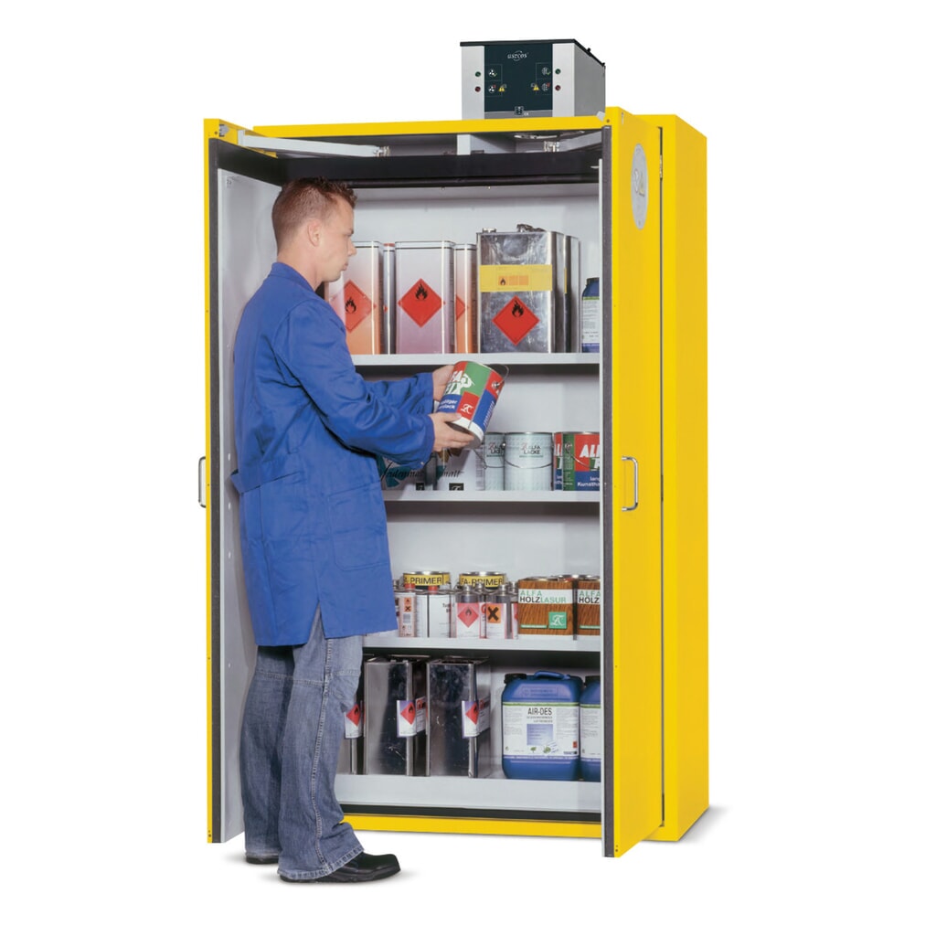Produktabbildung: asecos® Brandschutzschrank S-CLASSIC/Typ 90, HxBxT 1.968 x 1.200 x 615 mm, goldgelb