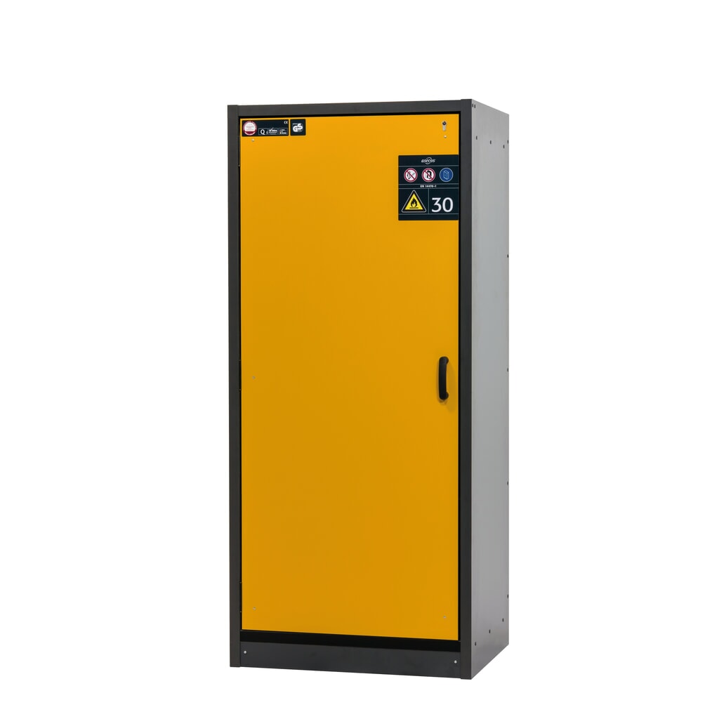 asecos® Brandschutzschrank Typ 30, HxBxT 1.947 x 564 x 620 mm, anthrazitgrau, goldgelb Produktabbildung: asecos® Brandschutzschrank Typ 30, HxBxT 1.947 x 564 x 620 mm, anthrazitgrau, goldgelb
