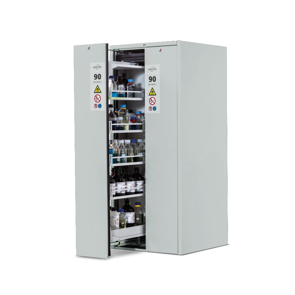 Produktabbildung: asecos® Brandschutzschrank V-MOVE-90 mit Vertikalauszug, HxBxT 1.966 x 819 x 860 mm, lichtgrau