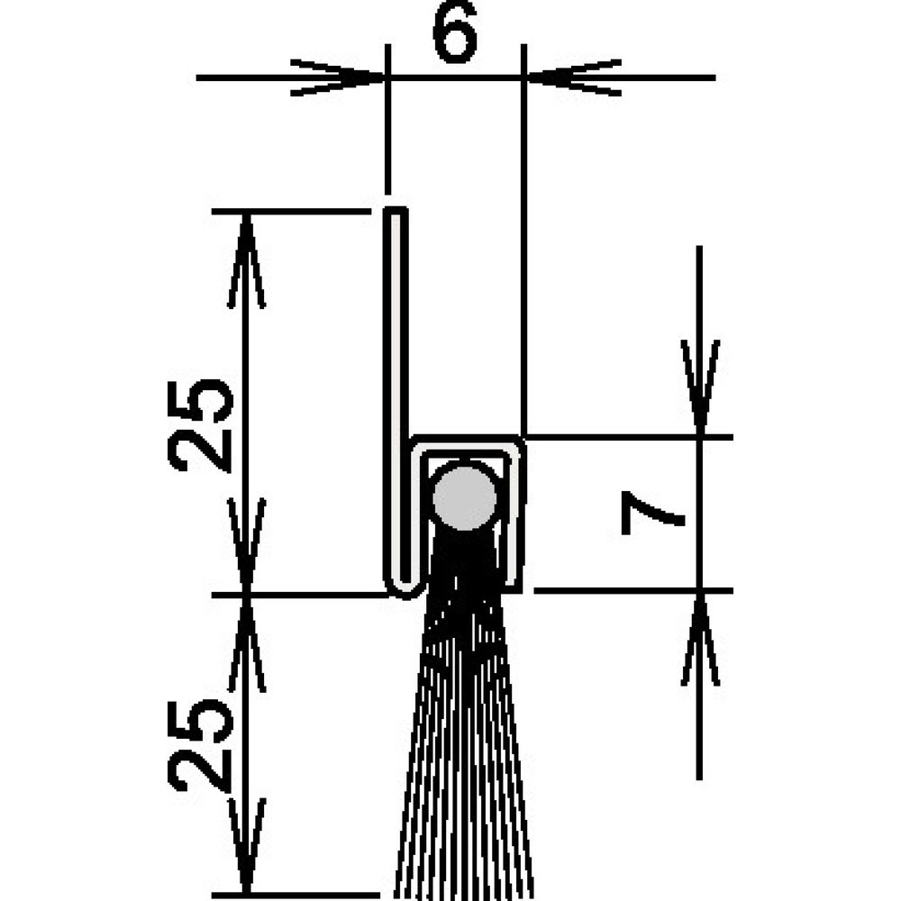 Produktabbildung: ATHMER Bürstentürdichtung, Länge 1000 mm, Rosshaar mixed Aufschrauben