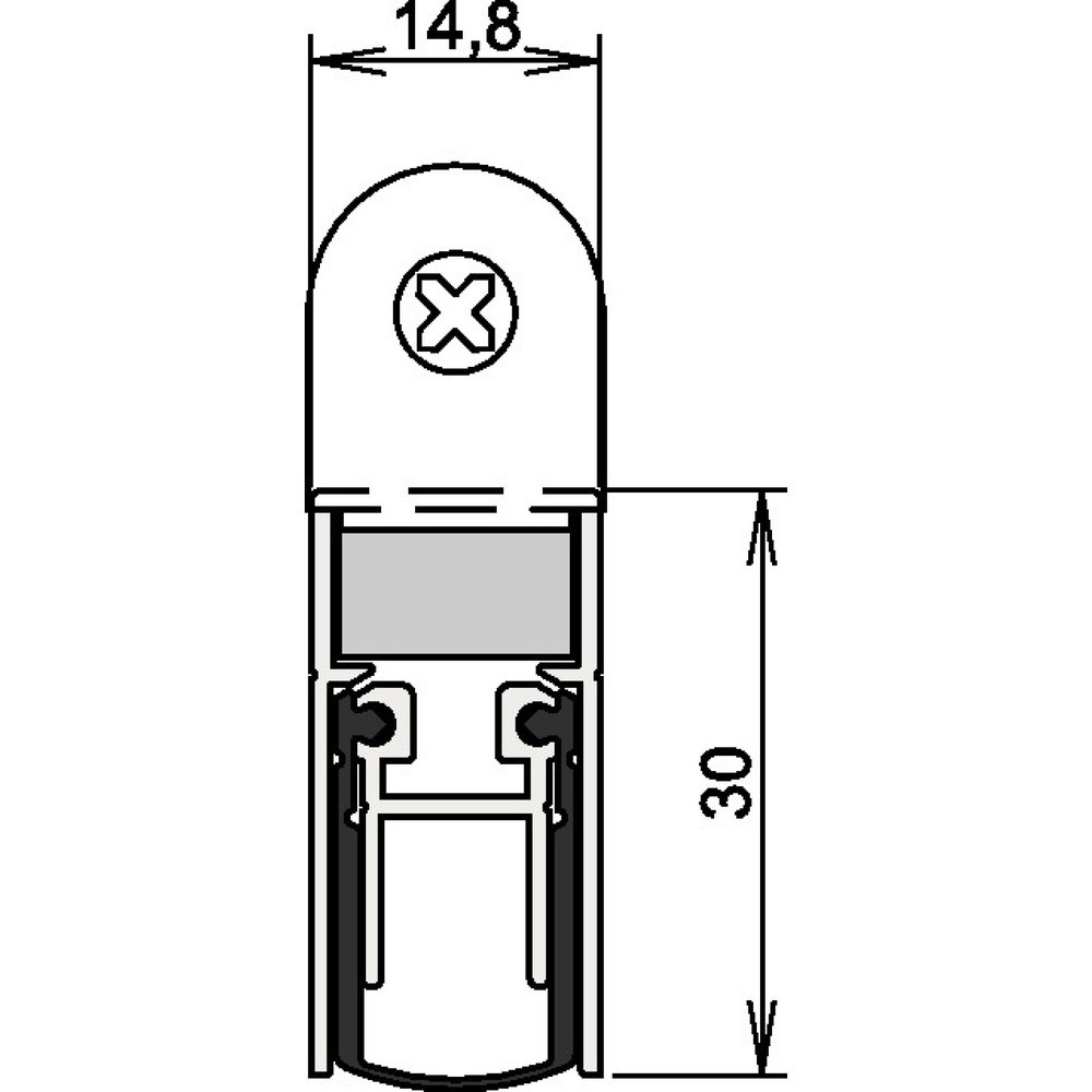 Produktabbildung: ATHMER Türdichtung Schall-Ex® DUO L-15 WS 1-382, Aluminium silberfarben eloxiert, 2-seitig Länge 833 mm, Holztüren