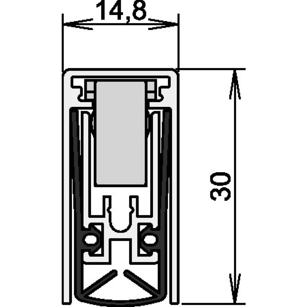 Produktabbildung: ATHMER Türdichtung Schall-Ex® L-15/30 WS 1-880, Aluminium silberfarben eloxiert, 1-seitig Länge 1208 mm, Holztüren