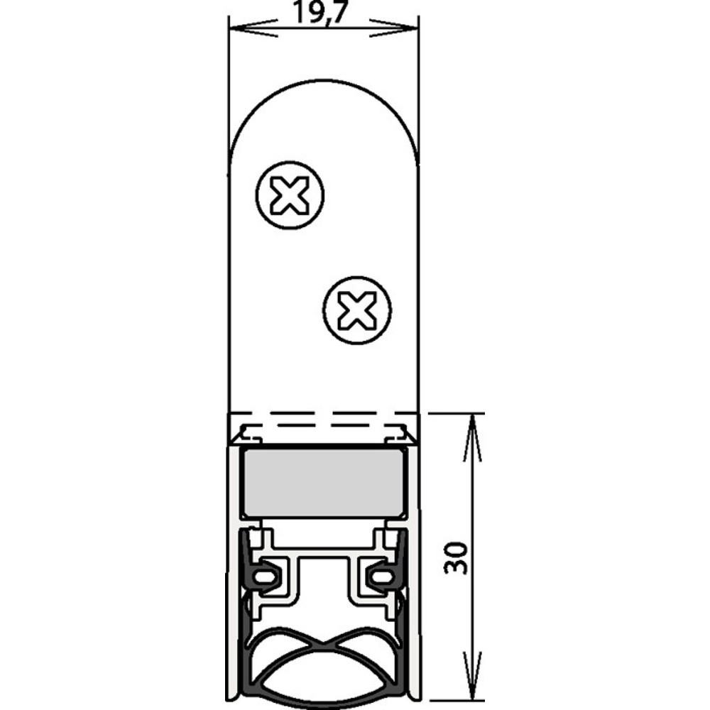 Produktabbildung: ATHMER Türdichtung Schall-Ex® Ultra WS 1-290, Aluminium silberfarben eloxiert, 2-seitig Länge 833 mm, Holztüren