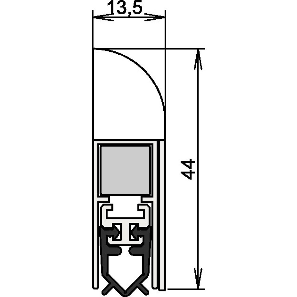 Produktabbildung: ATHMER Türdichtung Wind-Ex 1-310, Aluminium silberfarben eloxiert, 1-seitig Länge 735 mm, Holztüren