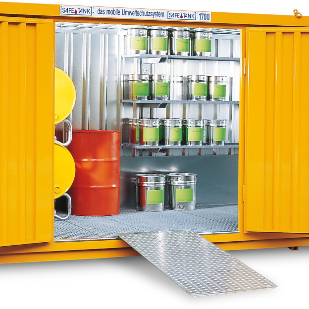 Produktabbildung: Auffahrrampe für SAFE Tank Gefahrstoffcontainer, TK 1.000 kg, BxT 750 x 1.500 mm
