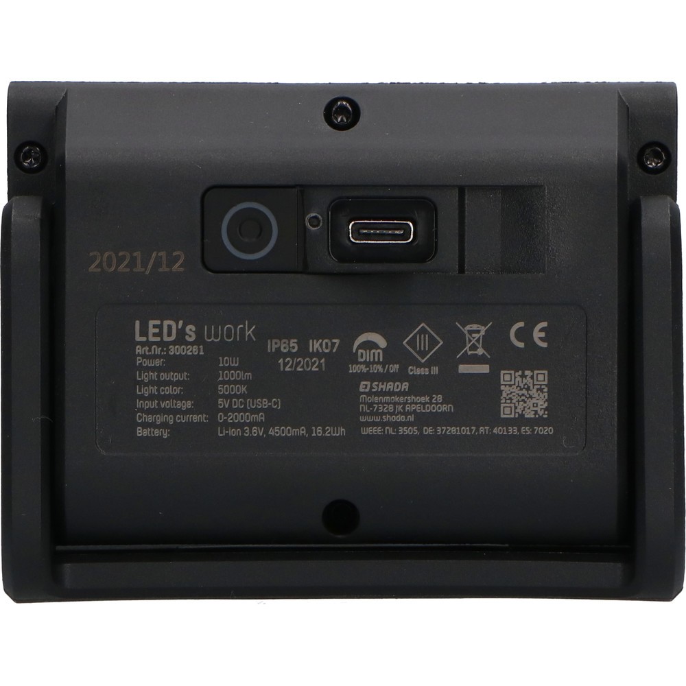 Produktabbildung Nr. 12: Aufladbare Arbeitsleuchte - 10W 1000lm 5000K IP65 16,20Wh - Lithium-Ionen
