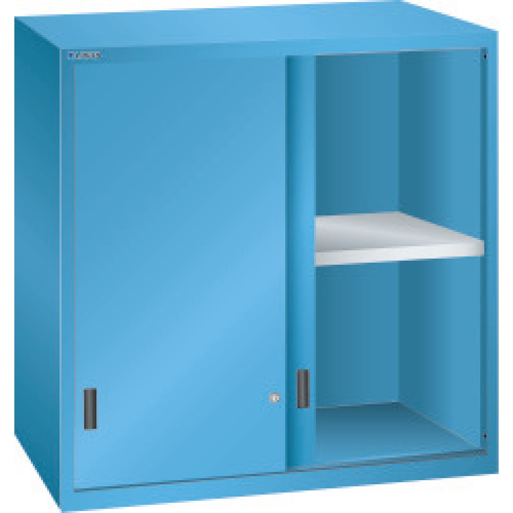 Produktabbildung: Aufsatz-Schiebetürschrank für LISTA Büroschrank, HxBxT 1.000 x 1.023 x 725 mm, lichtblau