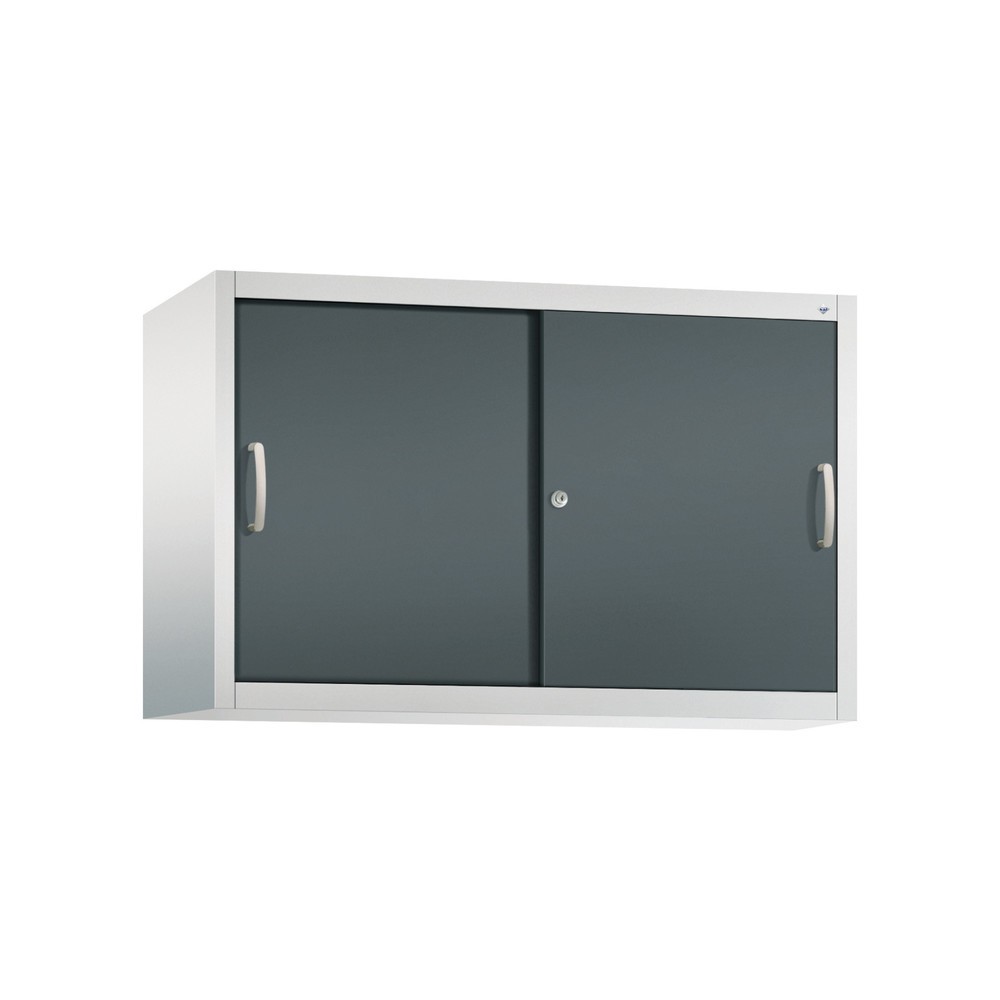 Produktabbildung: Aufsatzschrank für C+P Werkstatt-Schiebetürenschrank, 1 Fachboden, HxBxT 790 x 1.200 x 400 mm, anthrazitgrau, lichtgrau