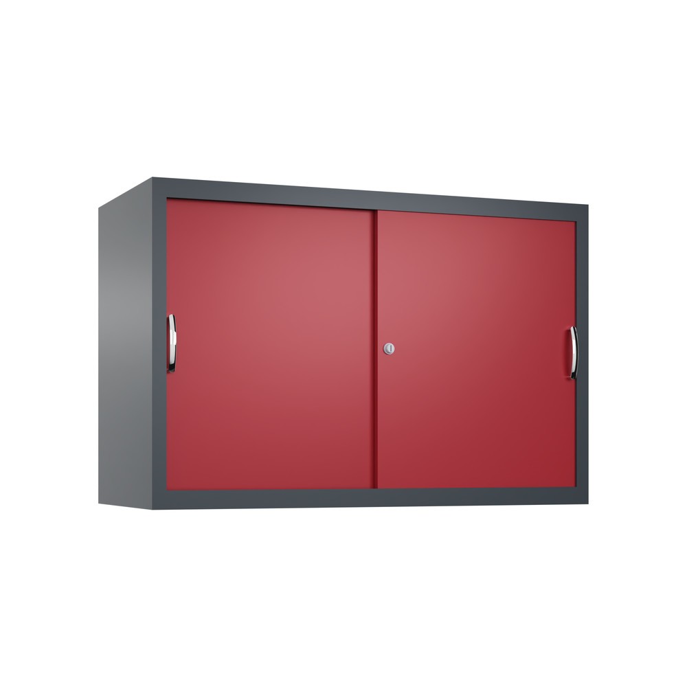 Produktabbildung Nr. 1: Aufsatzschrank für C+P Werkstatt-Schiebetürenschrank, 1 Fachboden, HxBxT 790 x 1.200 x 500 mm, anthrazitgrau, rubinrot