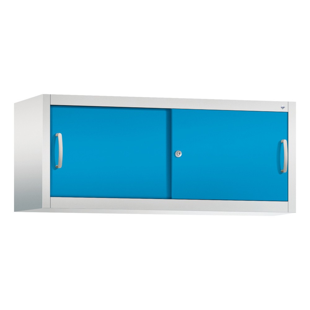 Produktabbildung Nr. 1: Aufsatzschrank für C+P Werkstatt-Schiebetürenschrank, HxBxT 500 x 1.200 x 400 mm, lichtgrau, lichtblau