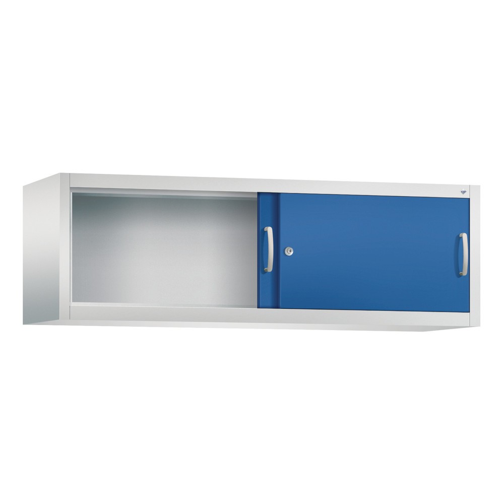 Produktabbildung Nr. 2: Aufsatzschrank für C+P Werkstatt-Schiebetürenschrank, HxBxT 500 x 1.600 x 400 mm, lichtgrau, enzianblau