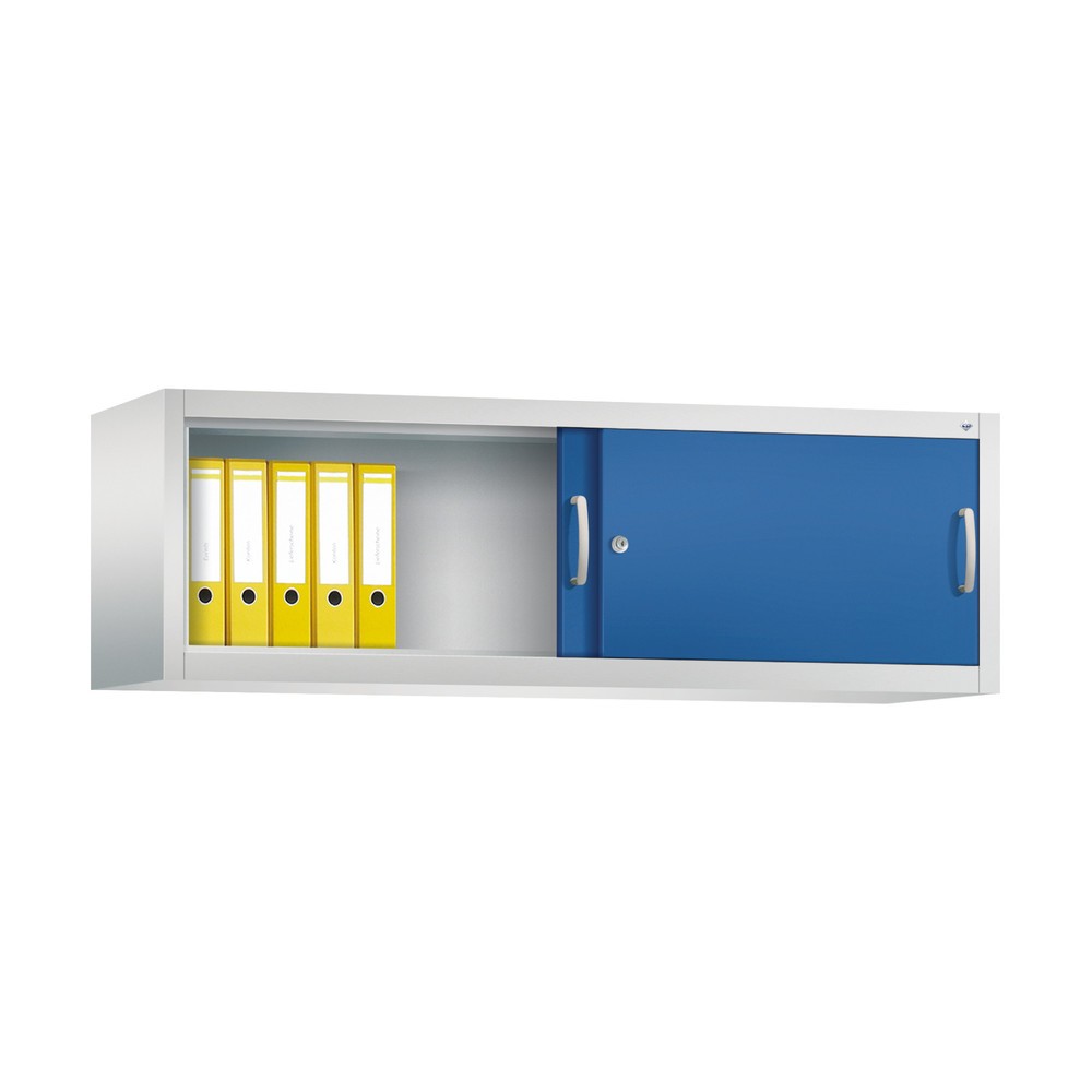 Produktabbildung Nr. 3: Aufsatzschrank für C+P Werkstatt-Schiebetürenschrank, HxBxT 500 x 1.600 x 400 mm, lichtgrau, enzianblau