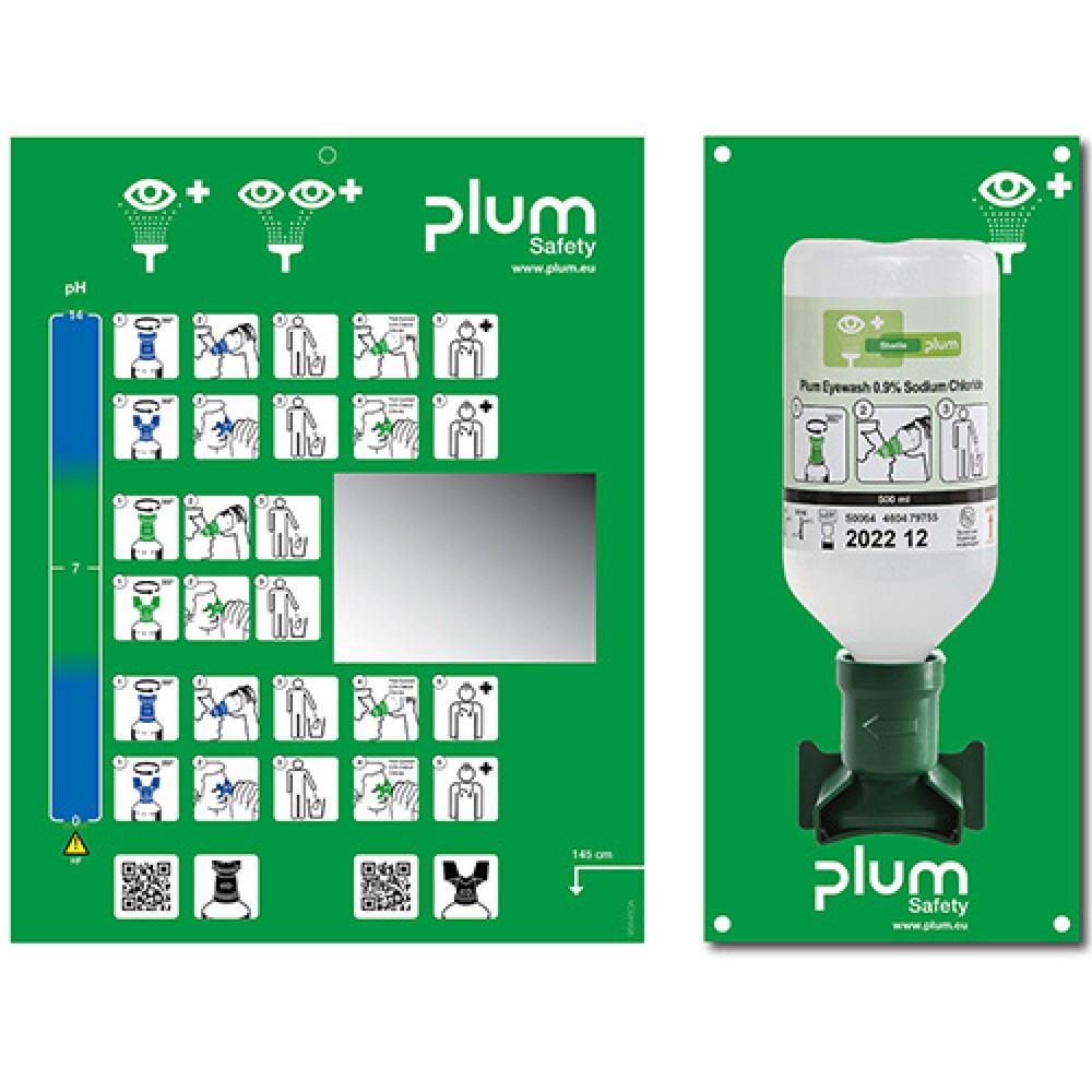 Produktabbildung: B-Safety Augenspülstation plum mit Wandhalterung, Natriumchloridlösung 500 ml