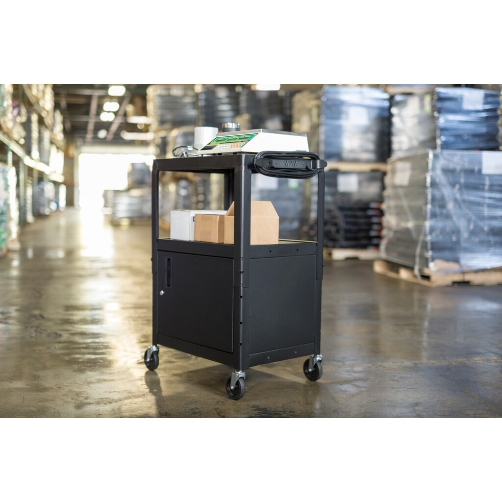 Büro- und Aktenwagen, 3 Etagen, mit Unterschrank, schwarz Produktabbildung Nr. 3: Büro- und Aktenwagen, 3 Etagen, mit Unterschrank, schwarz