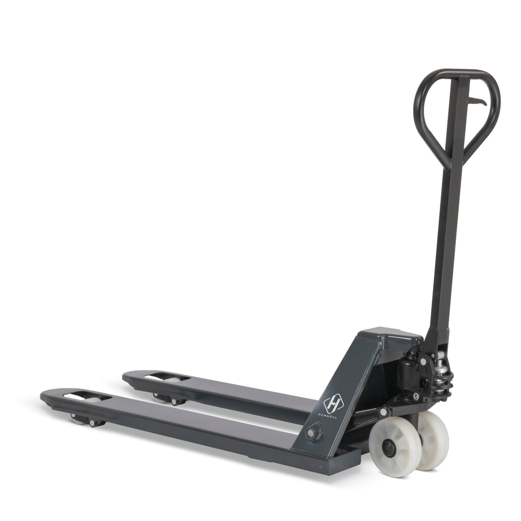 Produktabbildung: Hubwagen HEMMDAL PTM 2.0, Tragfähigkeit 2000 kg, Gabellänge 1150 mm, Nylon-Lenkräder, Nylon-Gabelrollen, Einfachbereifung