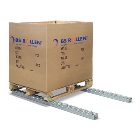 Produktabbildung Nr. 1: BS ROLLEN Paletten-Rollenschiene aus verzinktem Stahlblech, TK pro Rolle 150 kg, Teilung 130 mm