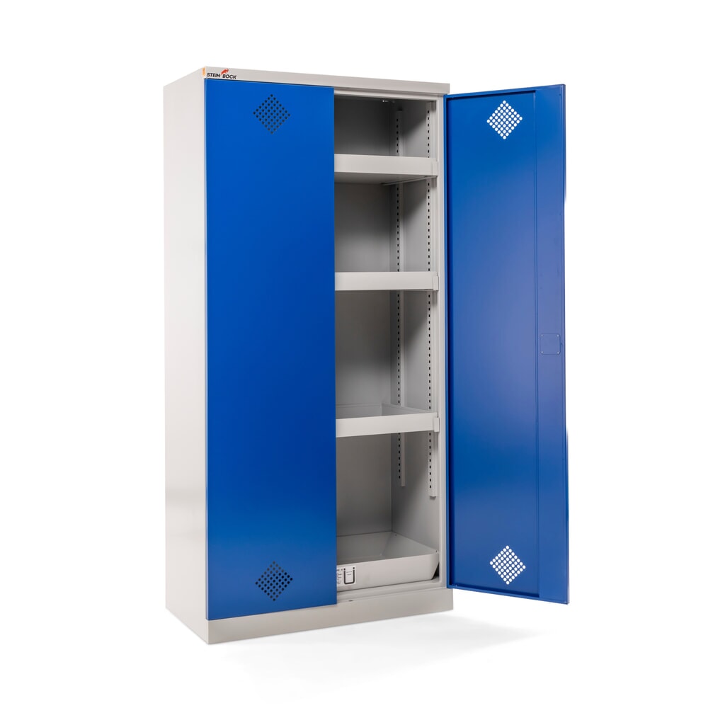Steinbock® Chemikalienschrank, 4 Bodenauffangwannen nach StawaR, HxBxT 1.950 x 950 x 500 mm Produktabbildung Nr. 9: Steinbock® Chemikalienschrank, 4 Bodenauffangwannen nach StawaR, HxBxT 1.950 x 950 x 500 mm