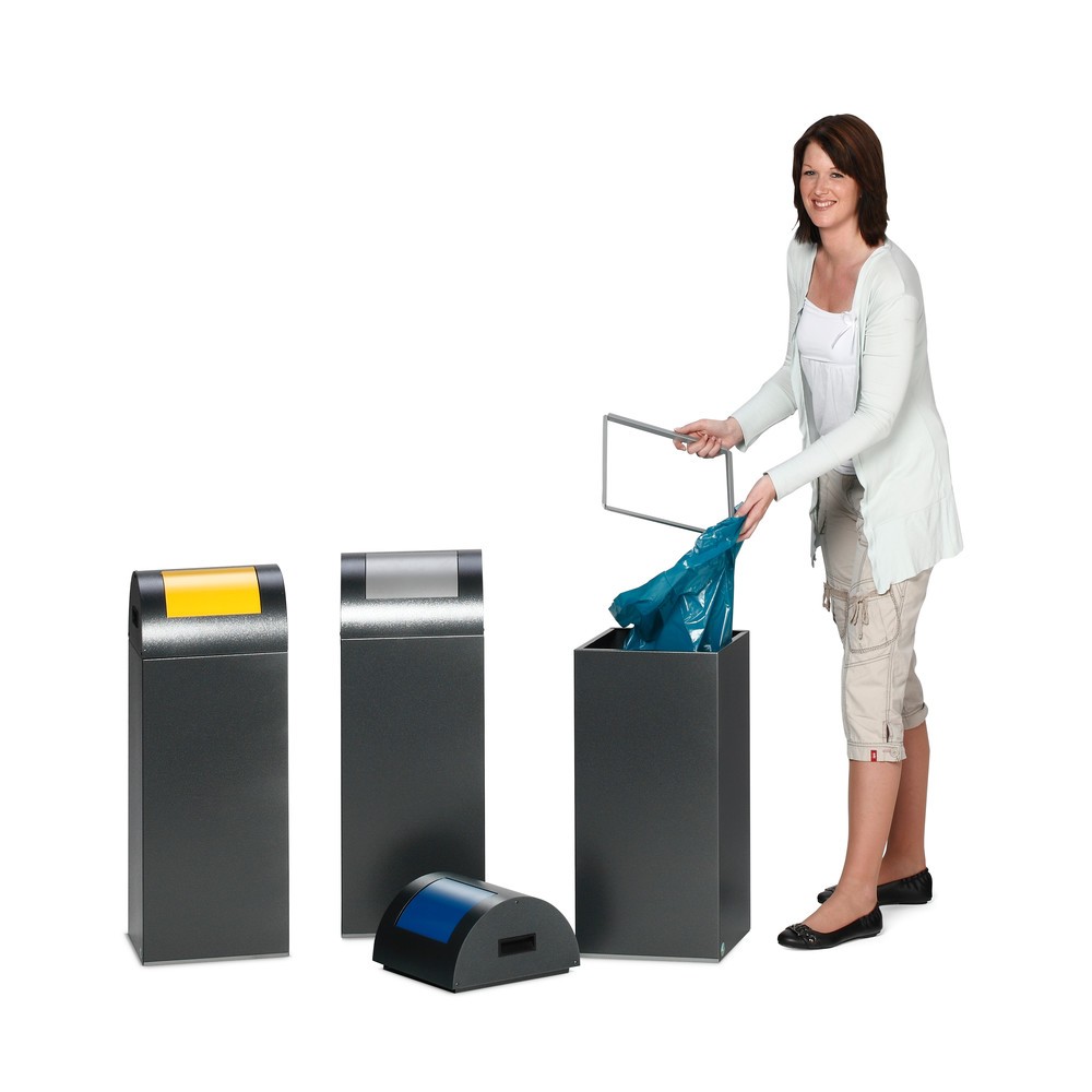 Produktabbildung Nr. 2: VAR® Wertstoffsammler, 60 Liter, selbstlöschend, Korpus silber, Deckel rund/blau
