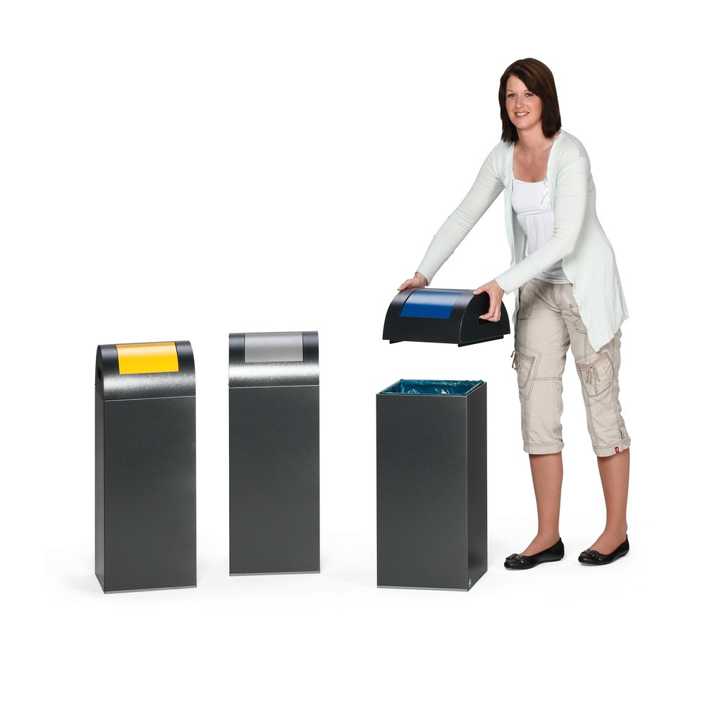 Produktabbildung Nr. 3: VAR® Wertstoffsammler, 60 Liter, selbstlöschend, Korpus silber, Deckel rund/blau