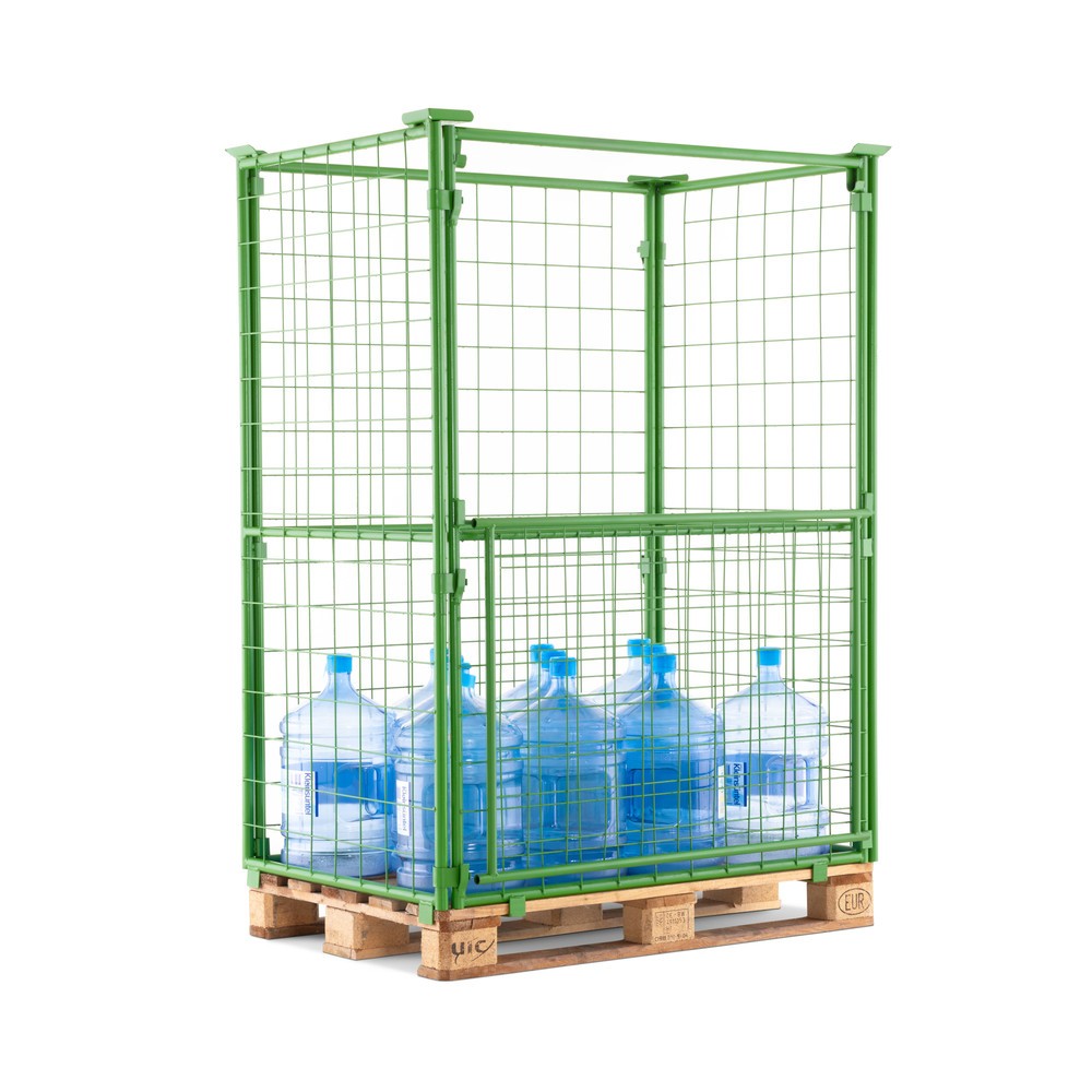 Produktabbildung Nr. 6: BASIC Palettenaufsatz mit Klappe, Maschenweite 100 x 100 mm, HxBxT 1.600 x 1.200 x 800 mm, maigrün