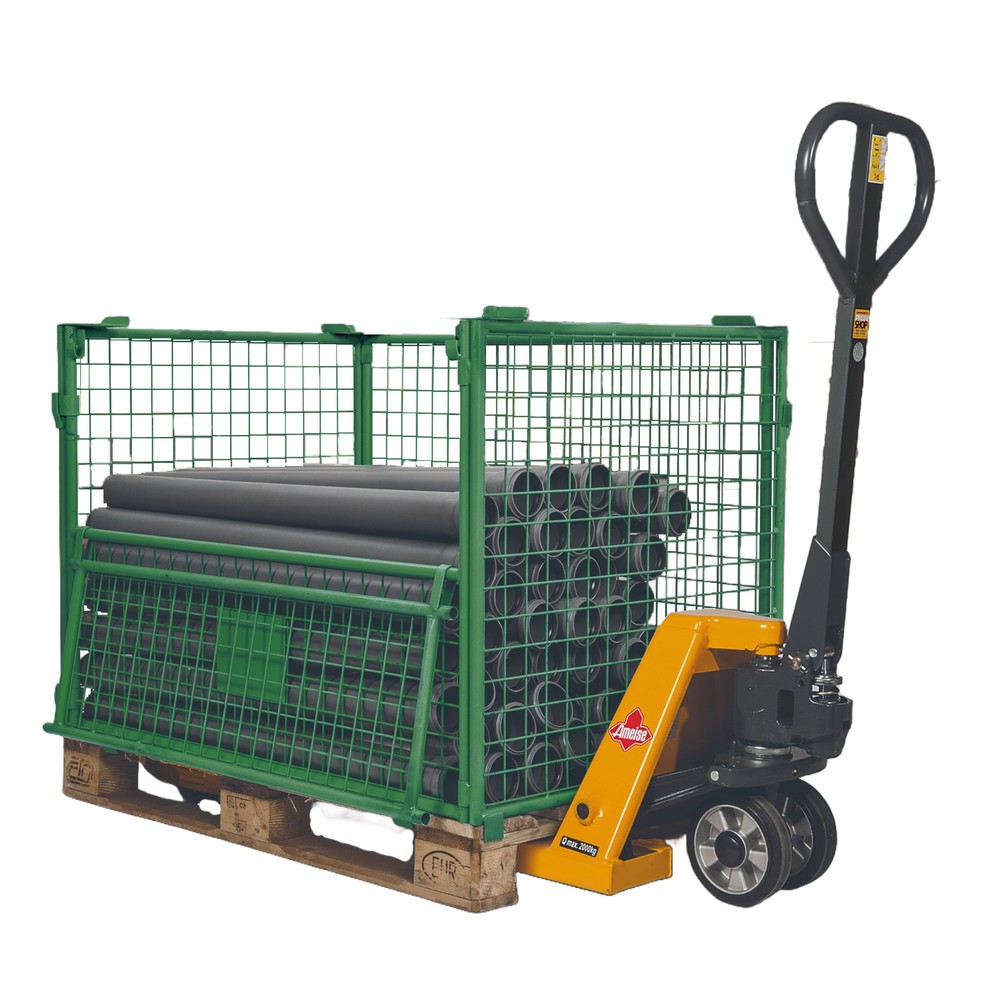 Produktabbildung Nr. 2: BASIC Palettenaufsatz mit Klappe, Maschenweite 50 x 50 mm, HxBxT 800 x 1.200 x 800 mm, maigrün