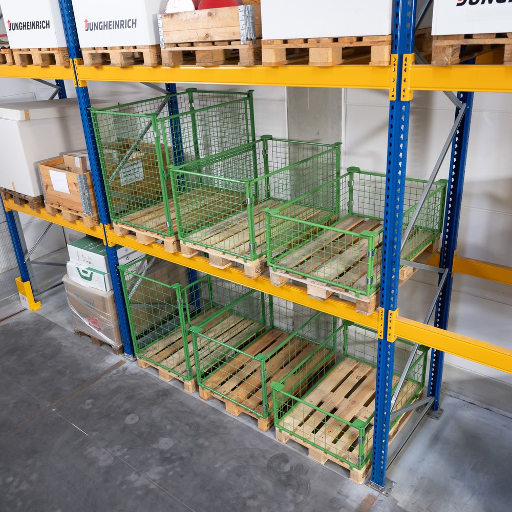 Produktabbildung Nr. 2: BASIC Palettenaufsatz ohne Klappe, Maschenweite 100 x 100 mm, HxBxT 400 x 1.200 x 800 mm, maigrün