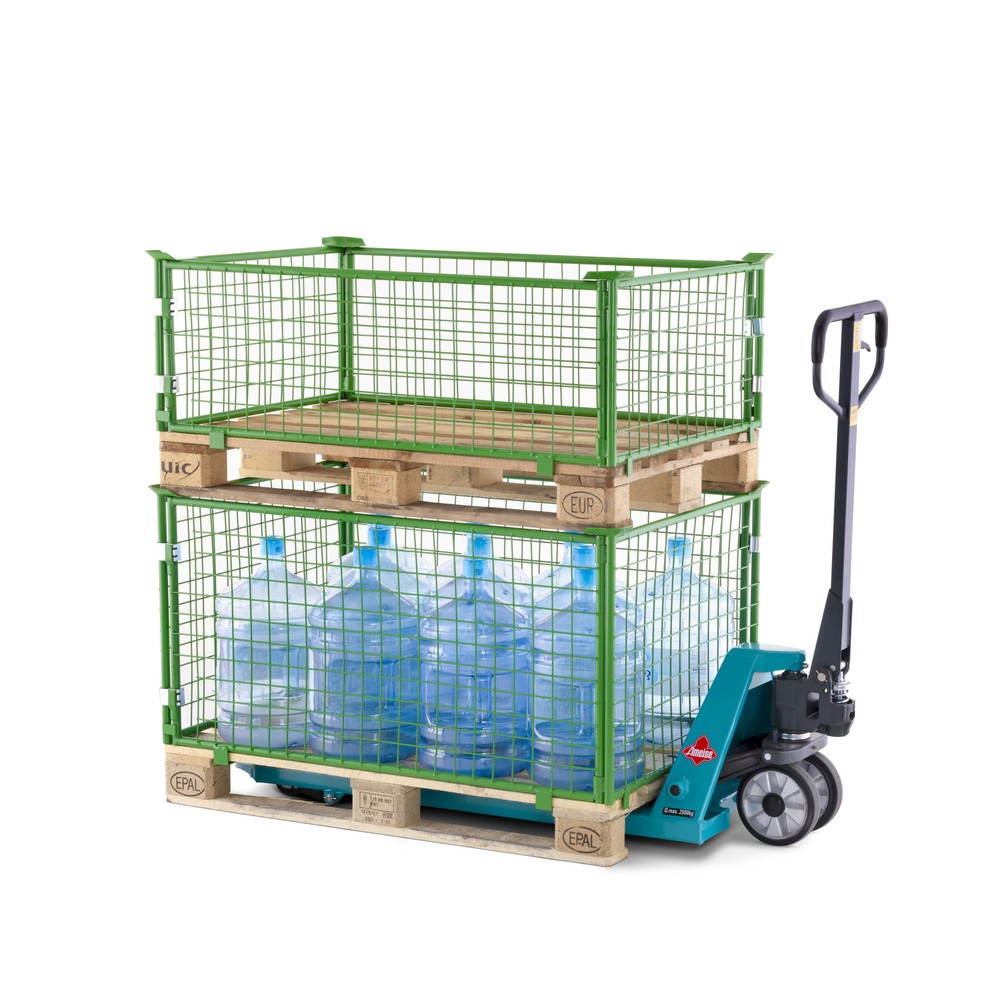 Produktabbildung Nr. 6: BASIC Palettenaufsatz ohne Klappe, Maschenweite 100 x 100 mm, HxBxT 400 x 1.200 x 800 mm, maigrün