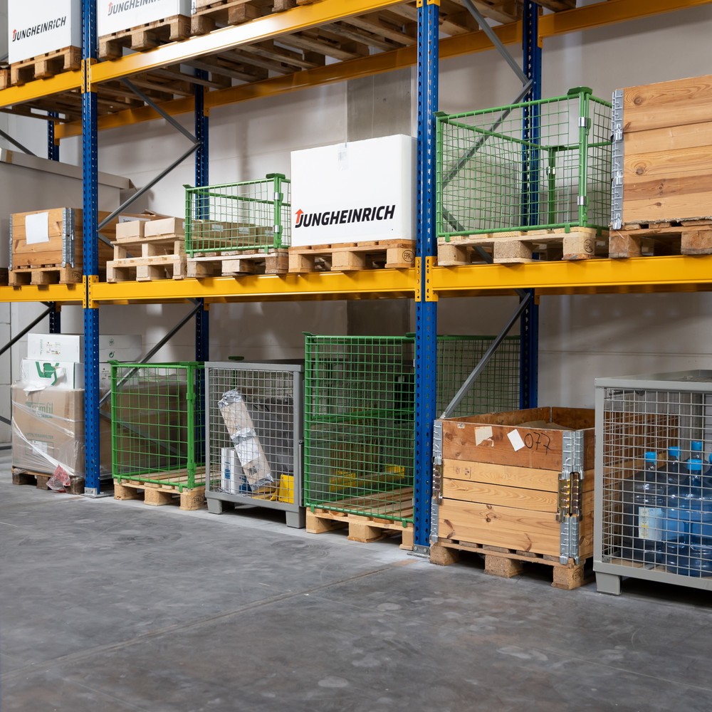 Produktabbildung Nr. 8: Restposten - Zwischenverkauf vorbehalten: BASIC Palettenaufsatz ohne Klappe, Maschenweite 100 x 100 mm, HxBxT 600 x 1.200 x 800 mm, maigrün