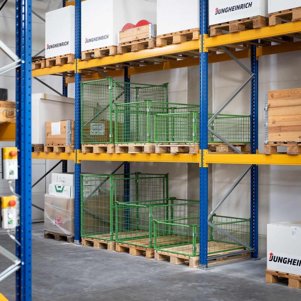 Produktabbildung Nr. 10: Restposten - Zwischenverkauf vorbehalten: BASIC Palettenaufsatz ohne Klappe, Maschenweite 100 x 100 mm, HxBxT 600 x 1.200 x 800 mm, maigrün