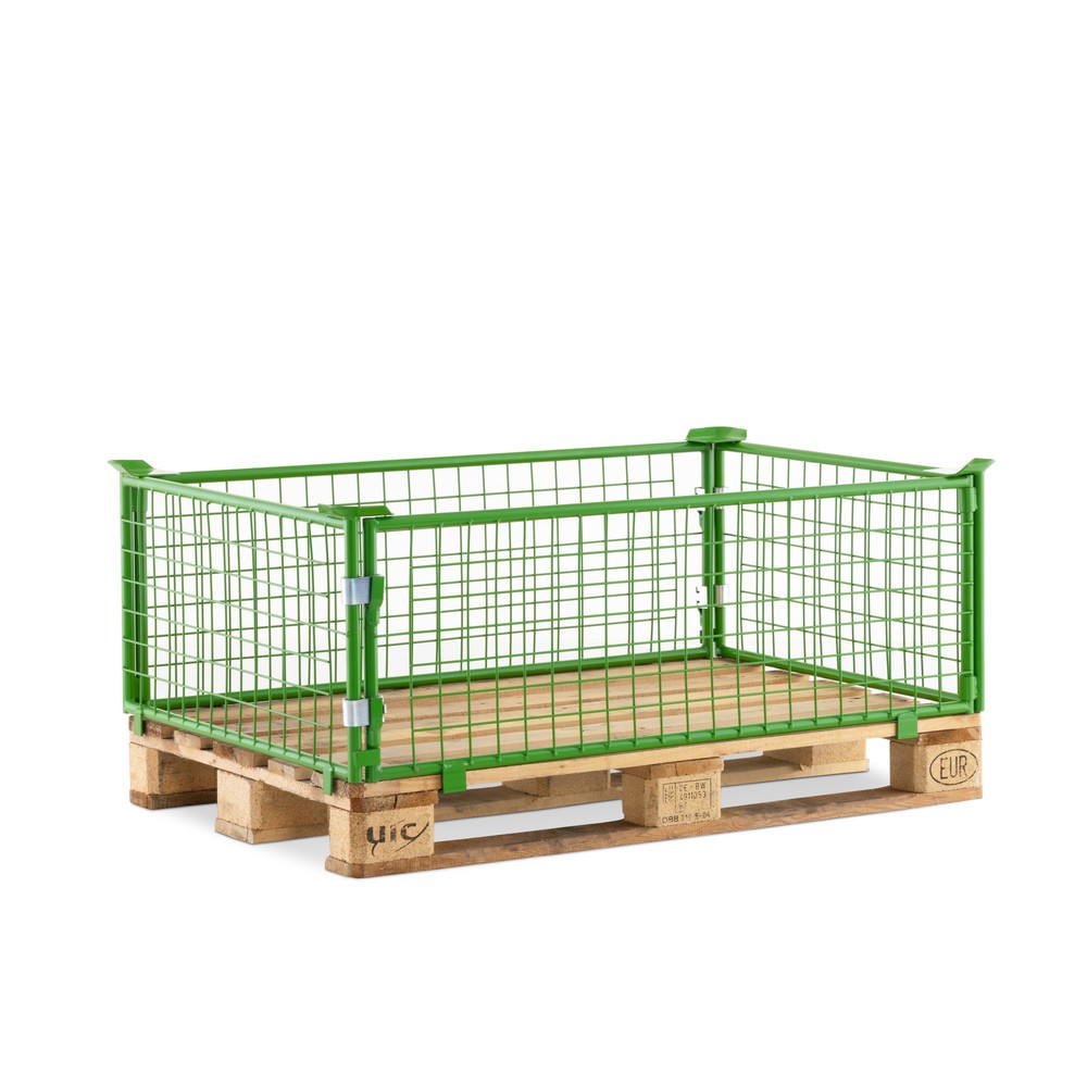 Produktabbildung: BASIC Palettenaufsatz ohne Klappe, Maschenweite 50 x 50 mm, HxBxT 400 x 1.200 x 800 mm, maigrün